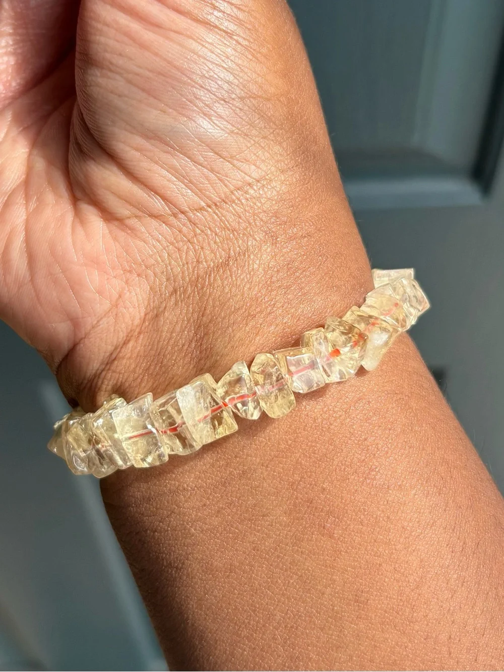 Lemon Citrine Chip Crystal Bracelet 9-10mm
